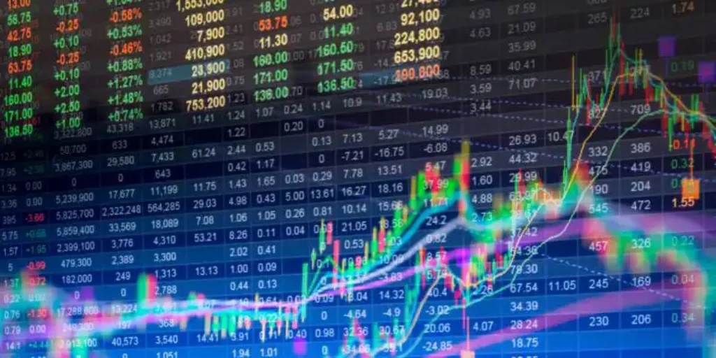 Graphiques complexes du marché boursier avec des tendances fluctuantes